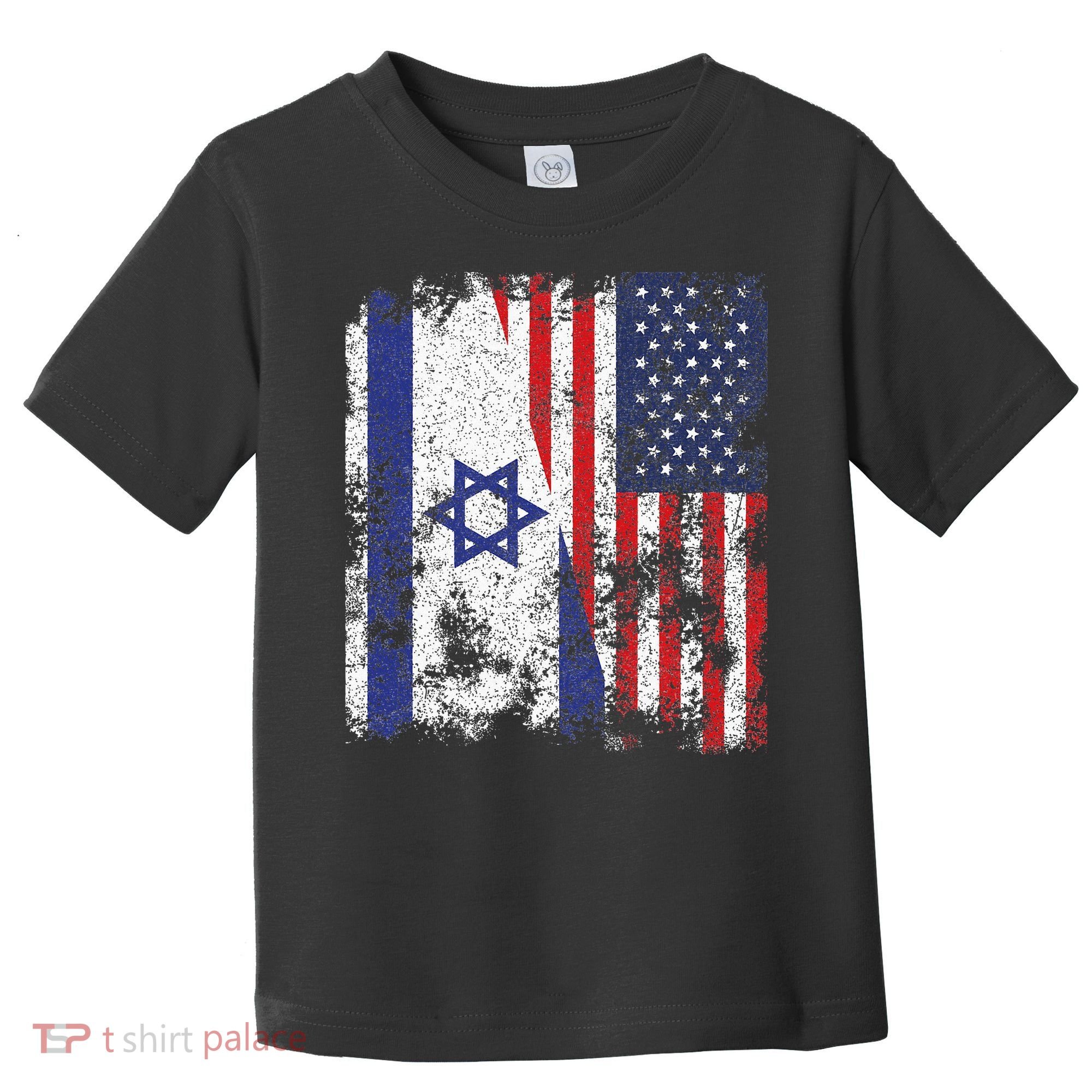 Israel USA Flag Distressed Half American Toddler T-Shirt