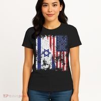 Israel USA Flag Distressed Half American Women's T-Shirt thumb 4
