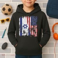 Israel USA Flag Distressed Half American Kids Hoodie thumb 2