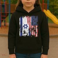 Israel USA Flag Distressed Half American Kids Hoodie thumb 3