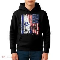 Israel USA Flag Distressed Half American Kids Hoodie thumb 4