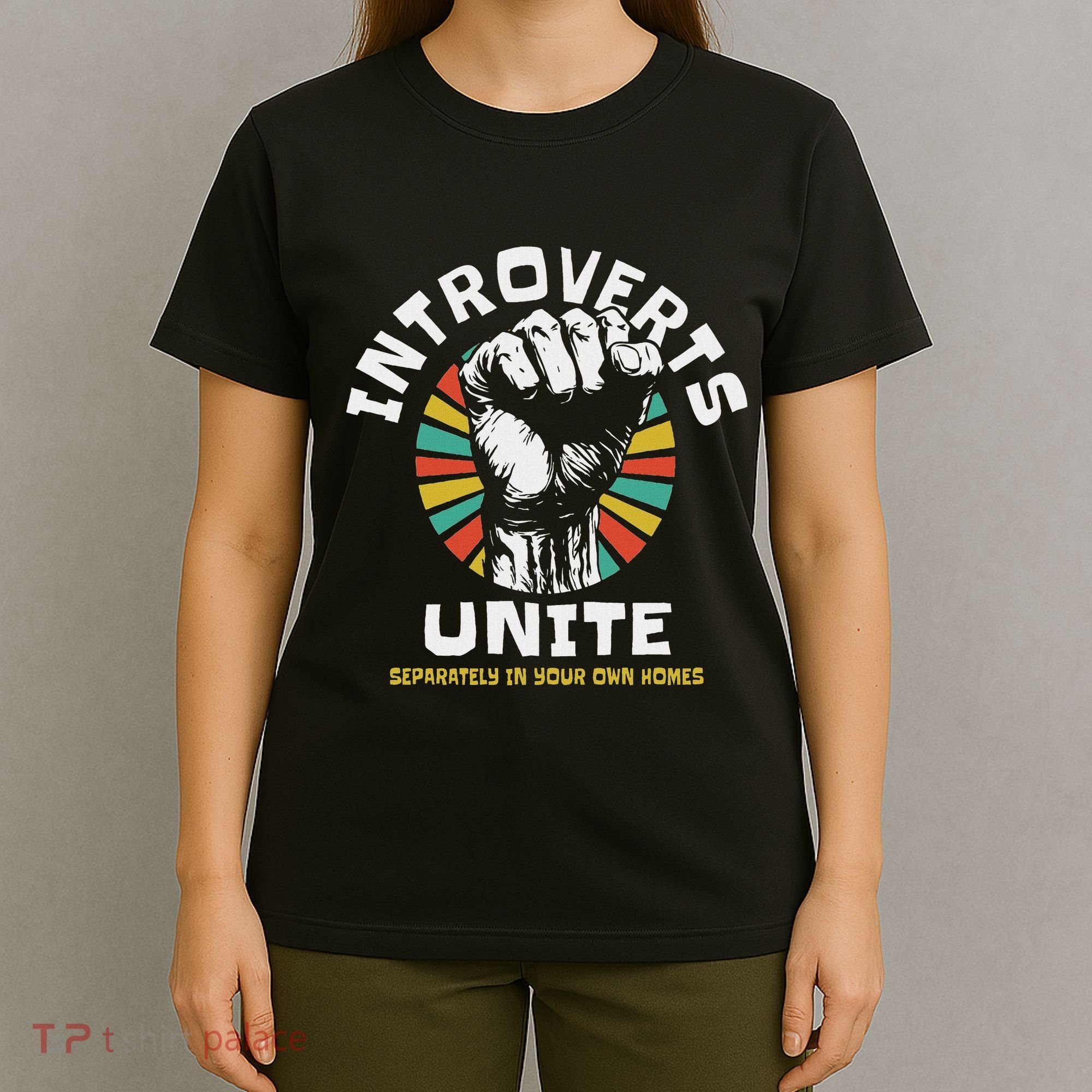 Introverts Unite Separately Own Homes Emblem T-Shirt