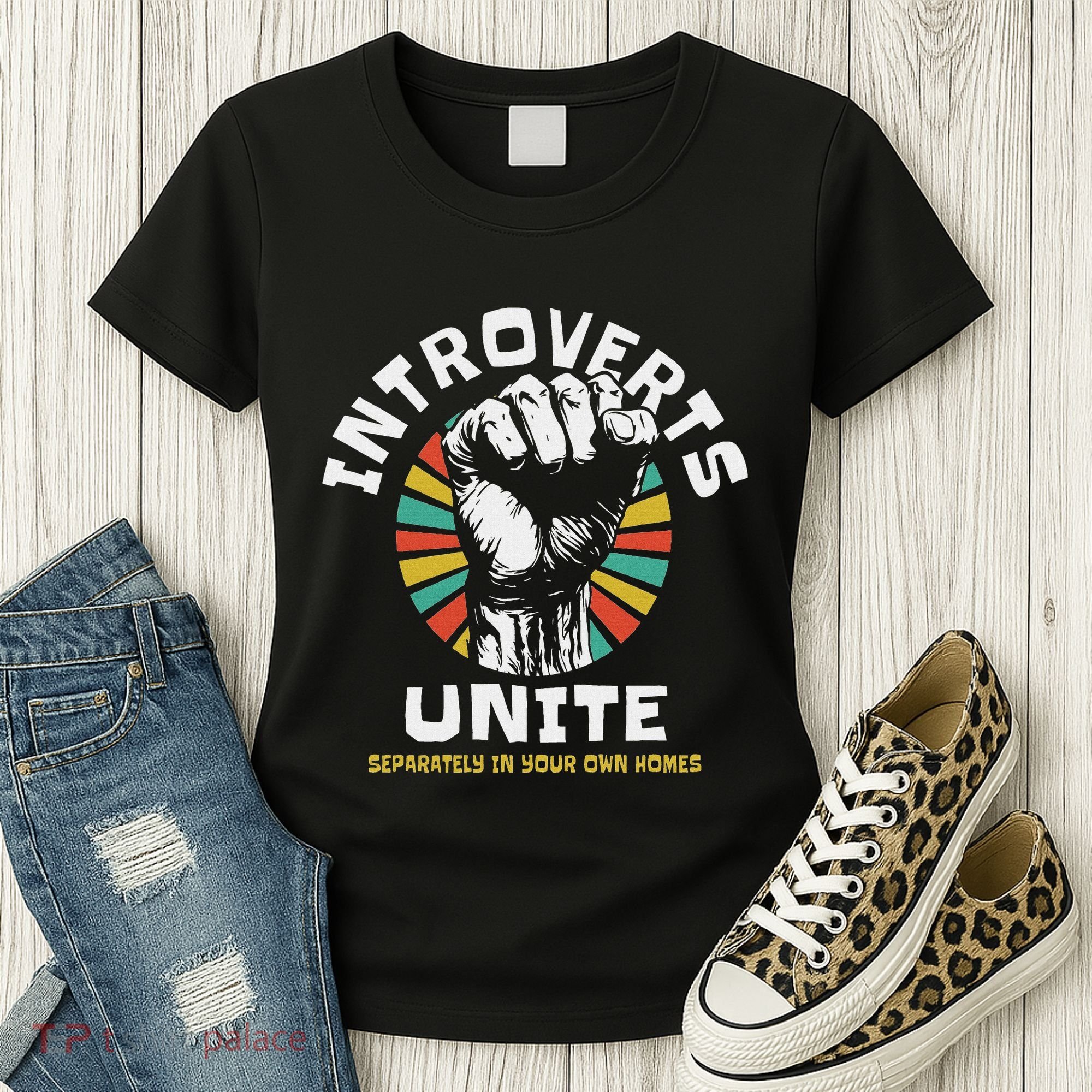 Introverts Unite Separately Own Homes Emblem Women's T-Shirt