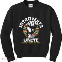 Introverts Unite Separately Own Homes Emblem Kids Sweatshirt thumb 0