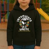 Introverts Unite Separately Own Homes Emblem Kids Hoodie thumb 3