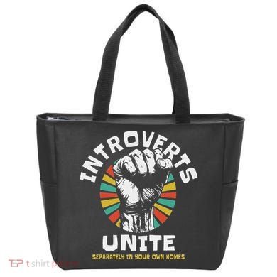 Introverts Unite Separately Own Homes Emblem Tote Bag