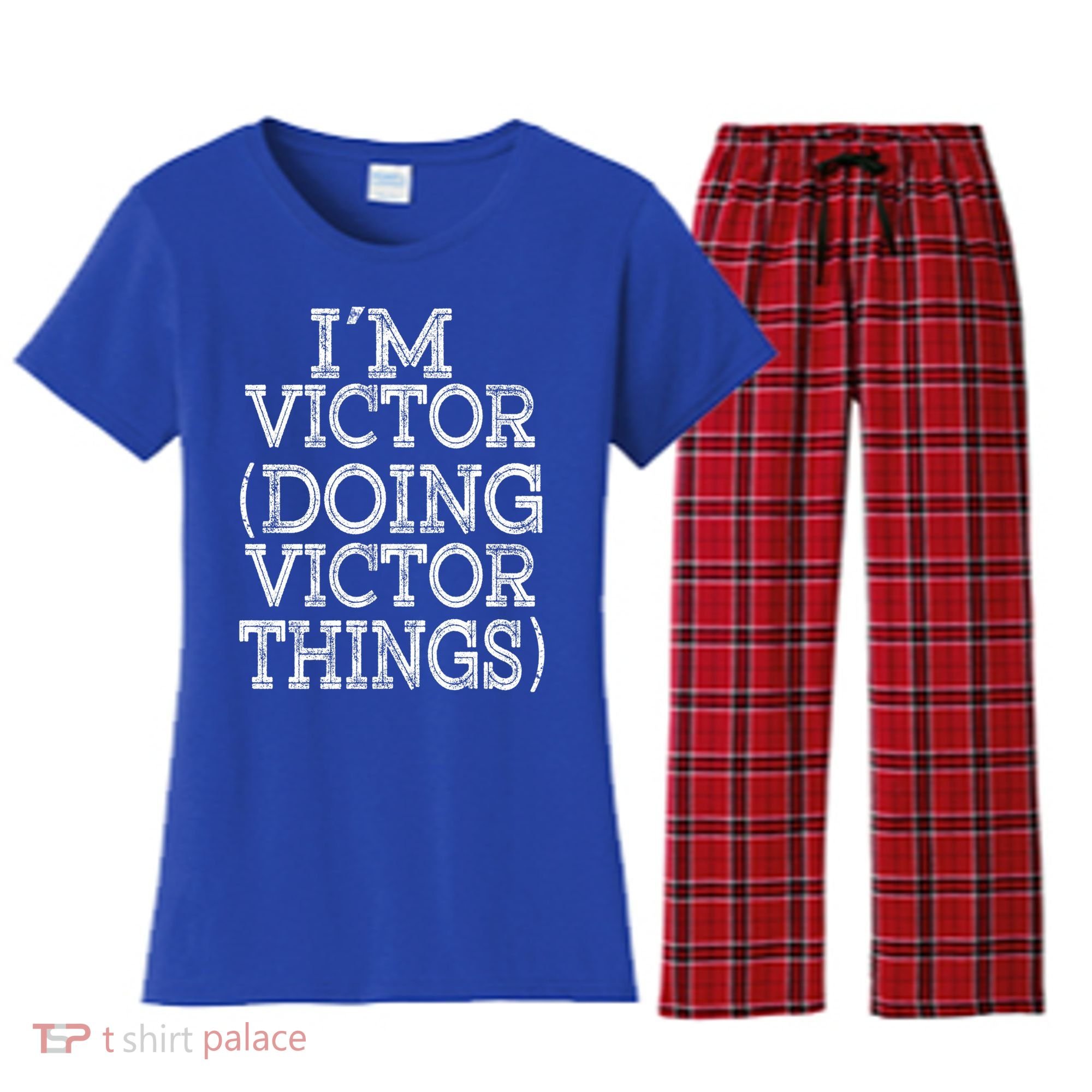 I'm Victor Doing Victor Things Family Reunion First Name Meaningful Gift Women's Flannel Pajama Set