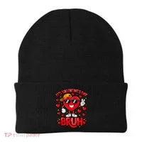It's Valentines Day Bruh Funny Cute Beanie thumb 0