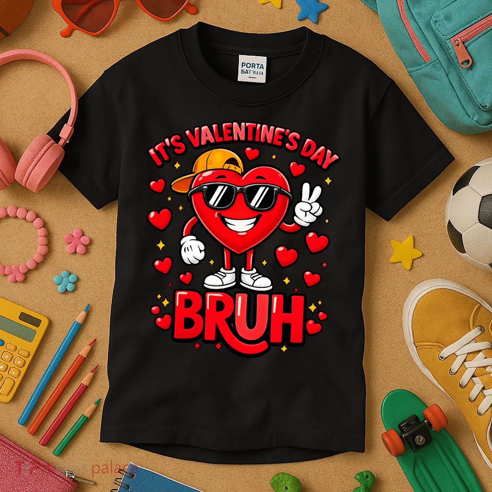 It's Valentines Day Bruh Funny Cute Kids T-Shirt