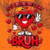 It's Valentines Day Bruh Funny Cute Kati Licensed 12" Camo Cuffed Beanie thumb 2