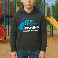 I've Got 99 Problem but Fishing Solves Them All Kids Hoodie thumb 2