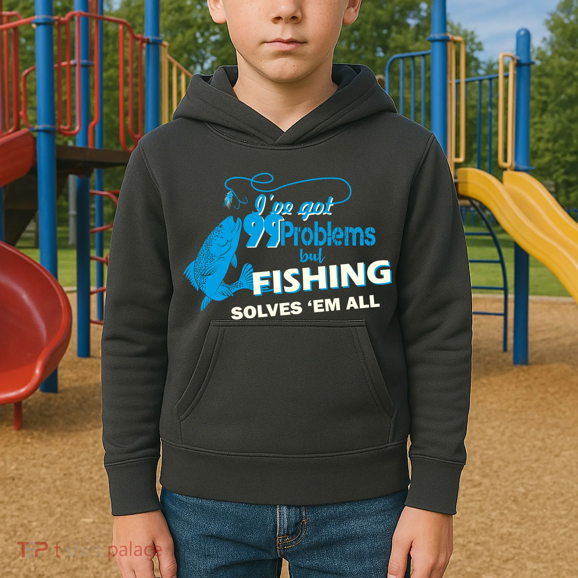 I've Got 99 Problem but Fishing Solves Them All Kids Hoodie