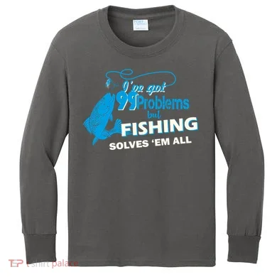 I've Got 99 Problem but Fishing Solves Them All Kids Long Sleeve Shirt