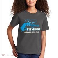 I've Got 99 Problem but Fishing Solves Them All Kids T-Shirt thumb 2