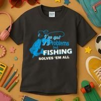 I've Got 99 Problem but Fishing Solves Them All Kids T-Shirt thumb 3