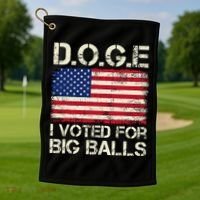 I Voted For Big Balls Doge Golf Towel thumb 1