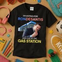 I’m Voting For Ron Desantis And I Eat At The Gas Station Kids T-Shirt thumb 3