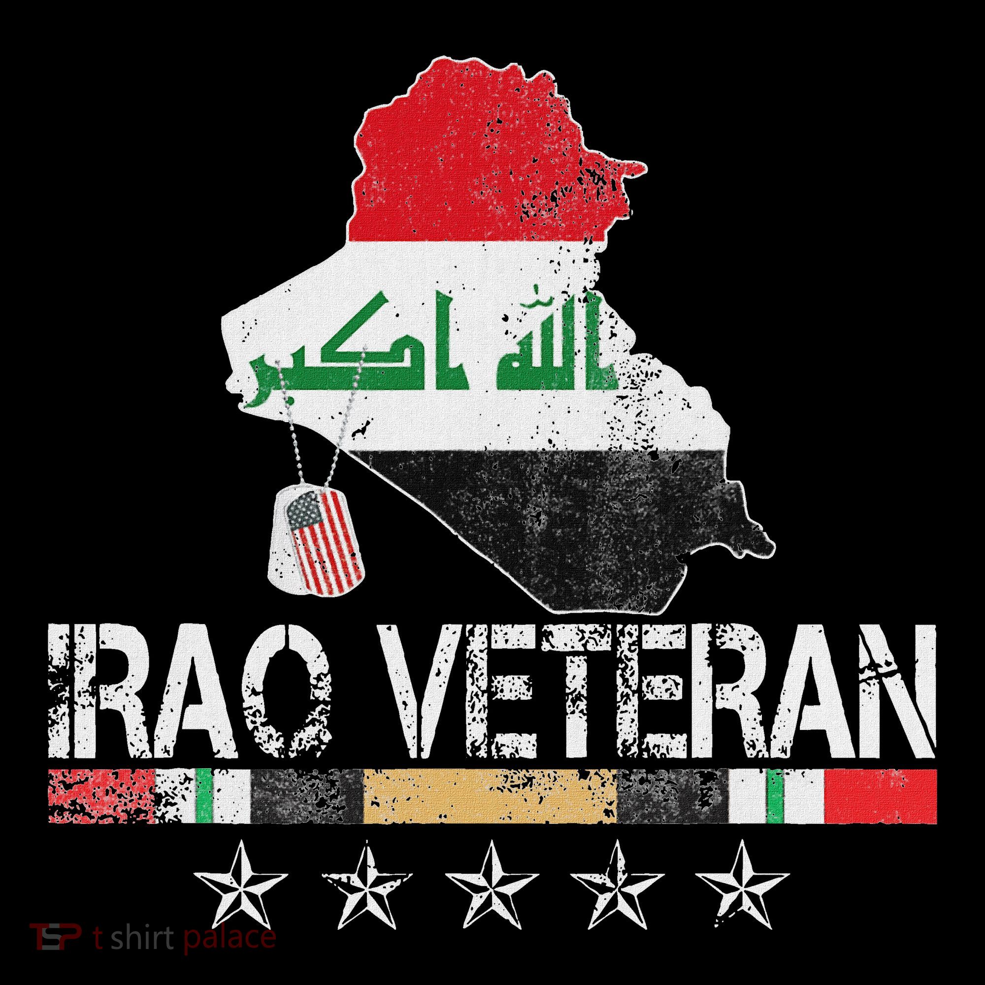 Iraq Veteran Iraq War Service Distressed Patriotic Stripe Pom Pom Beanie