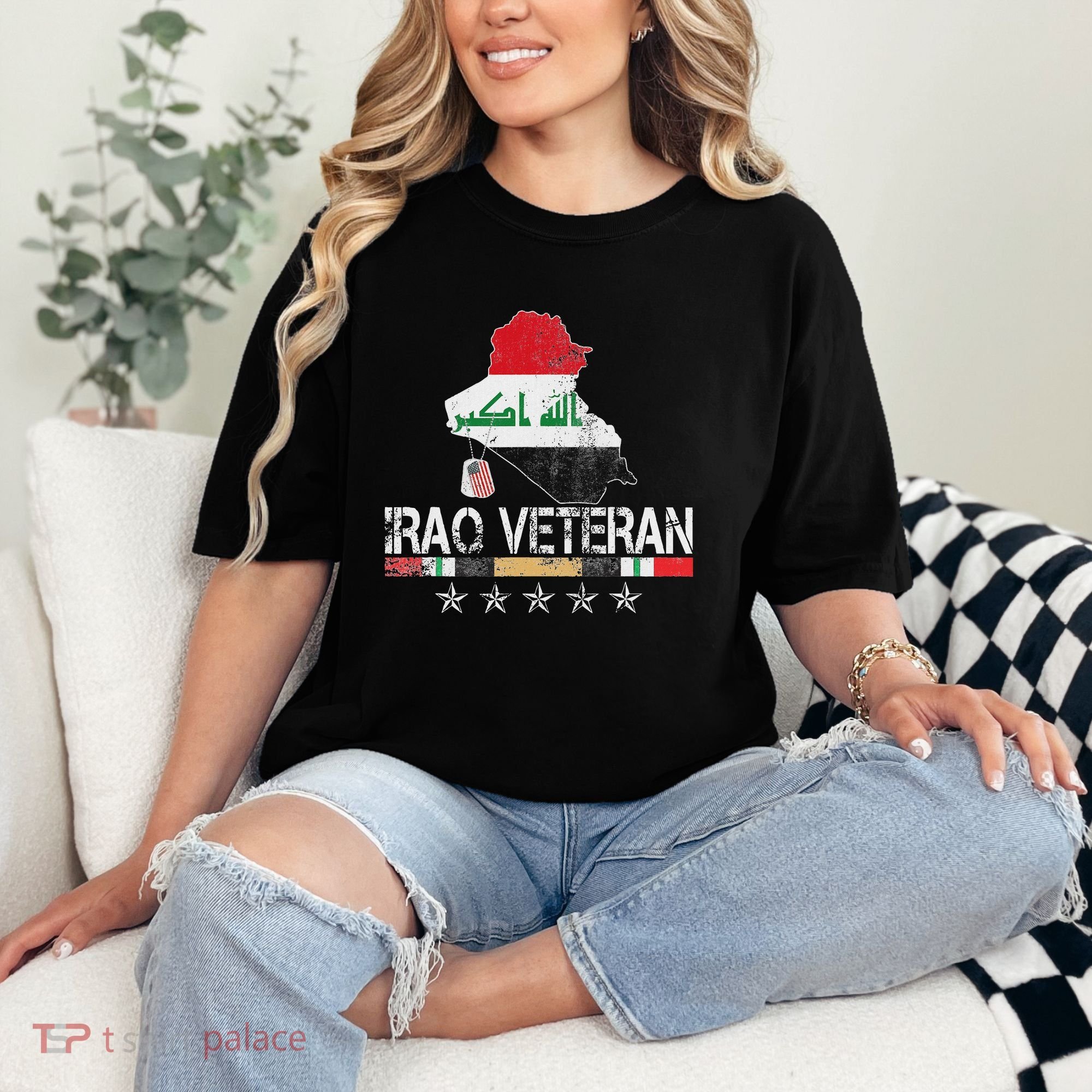 Iraq Veteran Iraq War Service Distressed Patriotic Comfort Colors T-Shirt