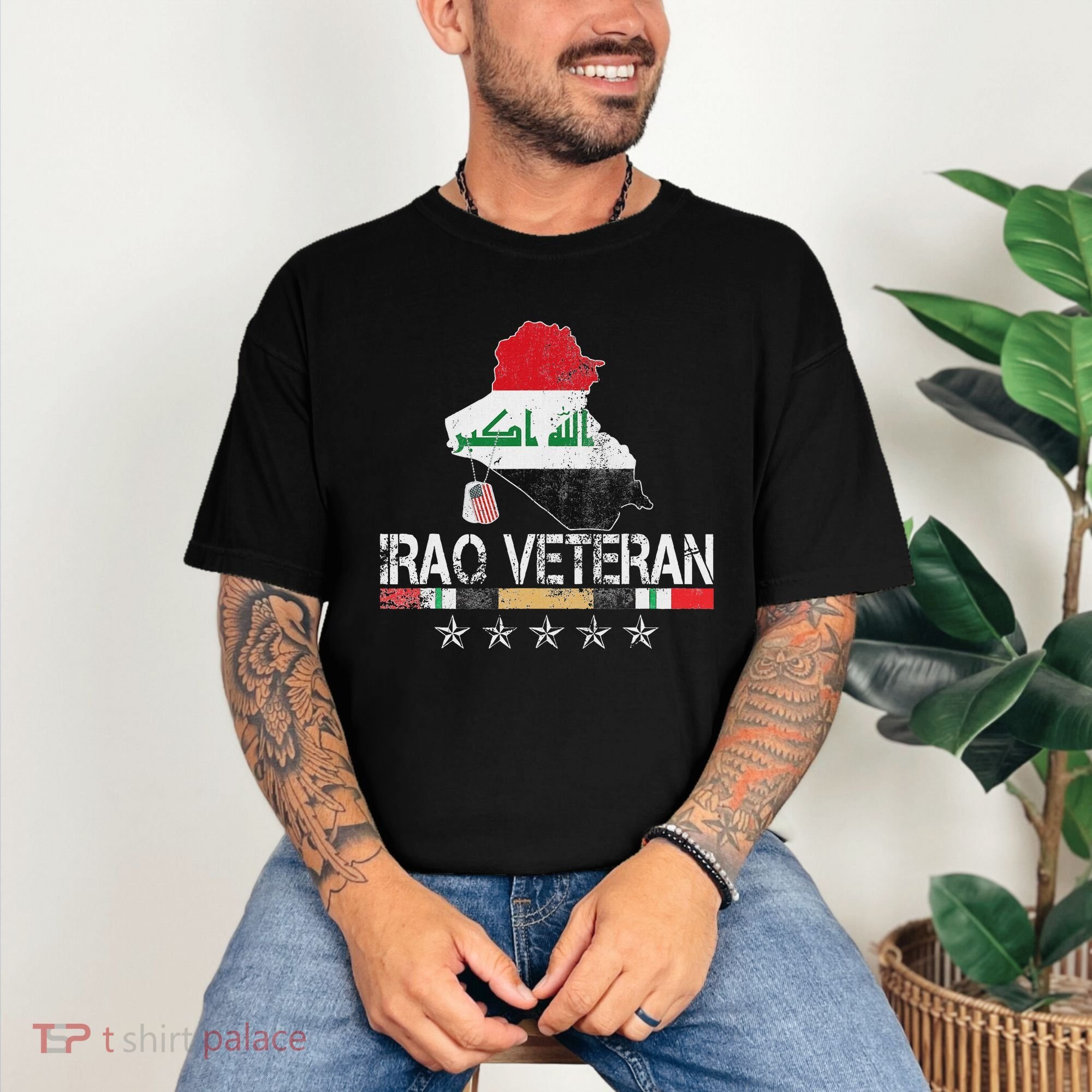 Iraq Veteran Iraq War Service Distressed Patriotic Comfort Colors T-Shirt