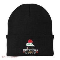 Iraq Veteran Iraq War Service Distressed Patriotic Beanie thumb 0