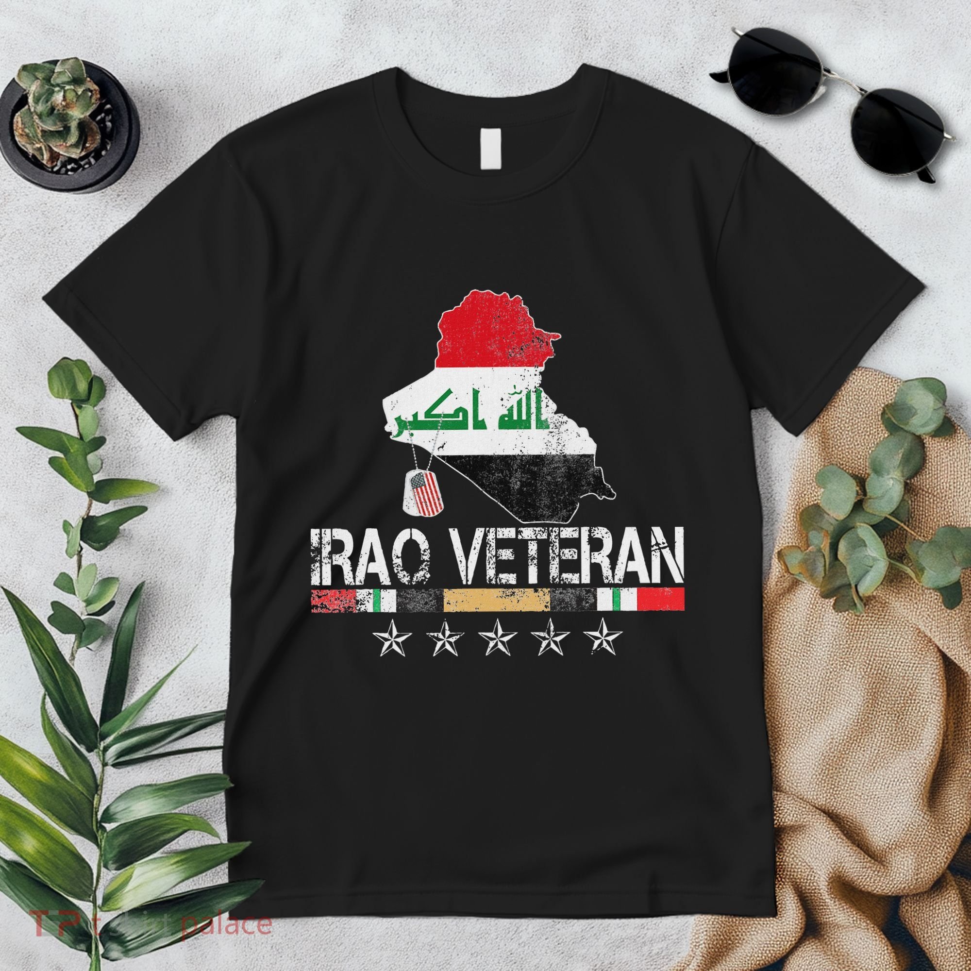Iraq Veteran Iraq War Service Distressed Patriotic Premium T-Shirt
