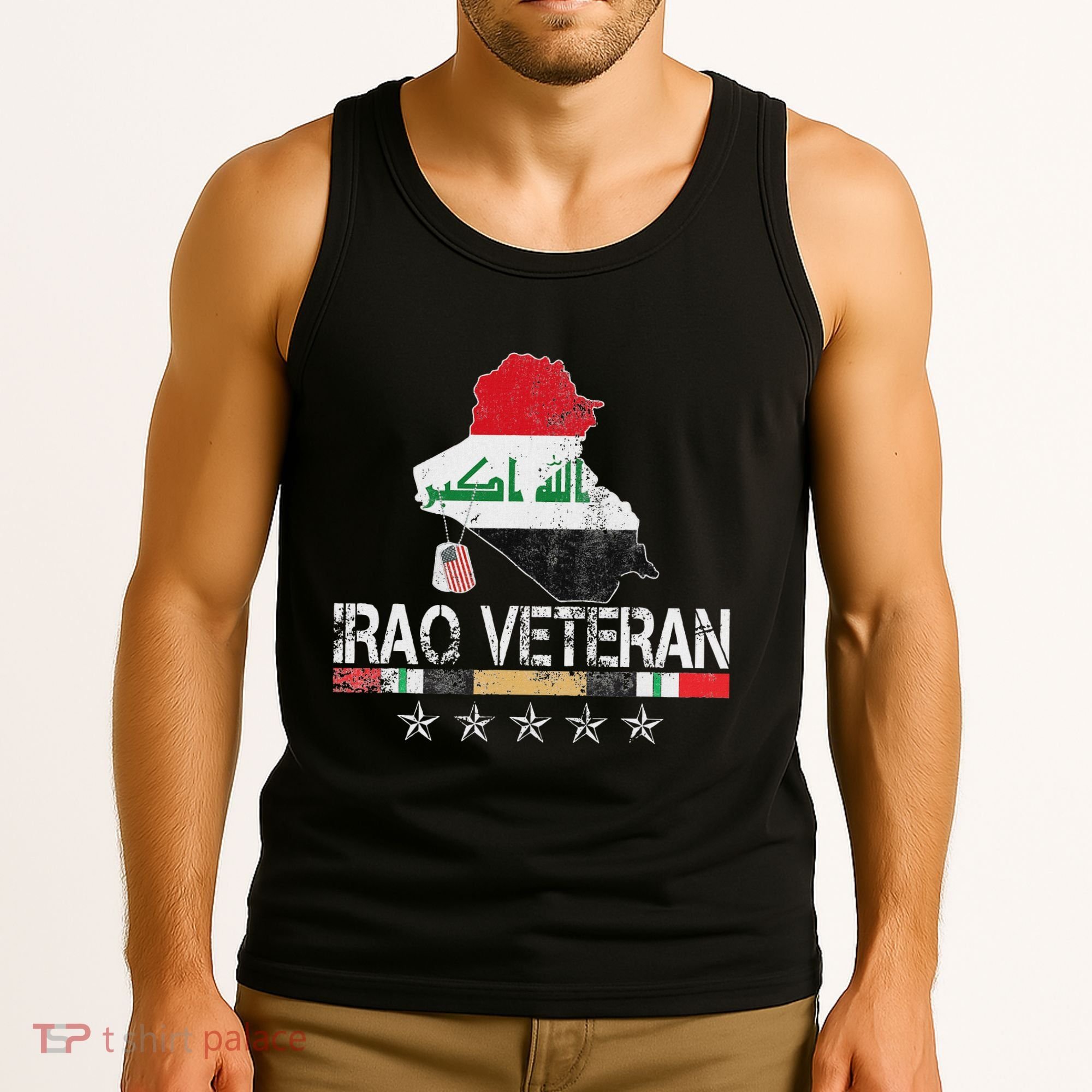 Iraq Veteran Iraq War Service Distressed Patriotic Tank Top