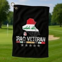 Iraq Veteran Iraq War Service Distressed Patriotic Golf Towel thumb 1