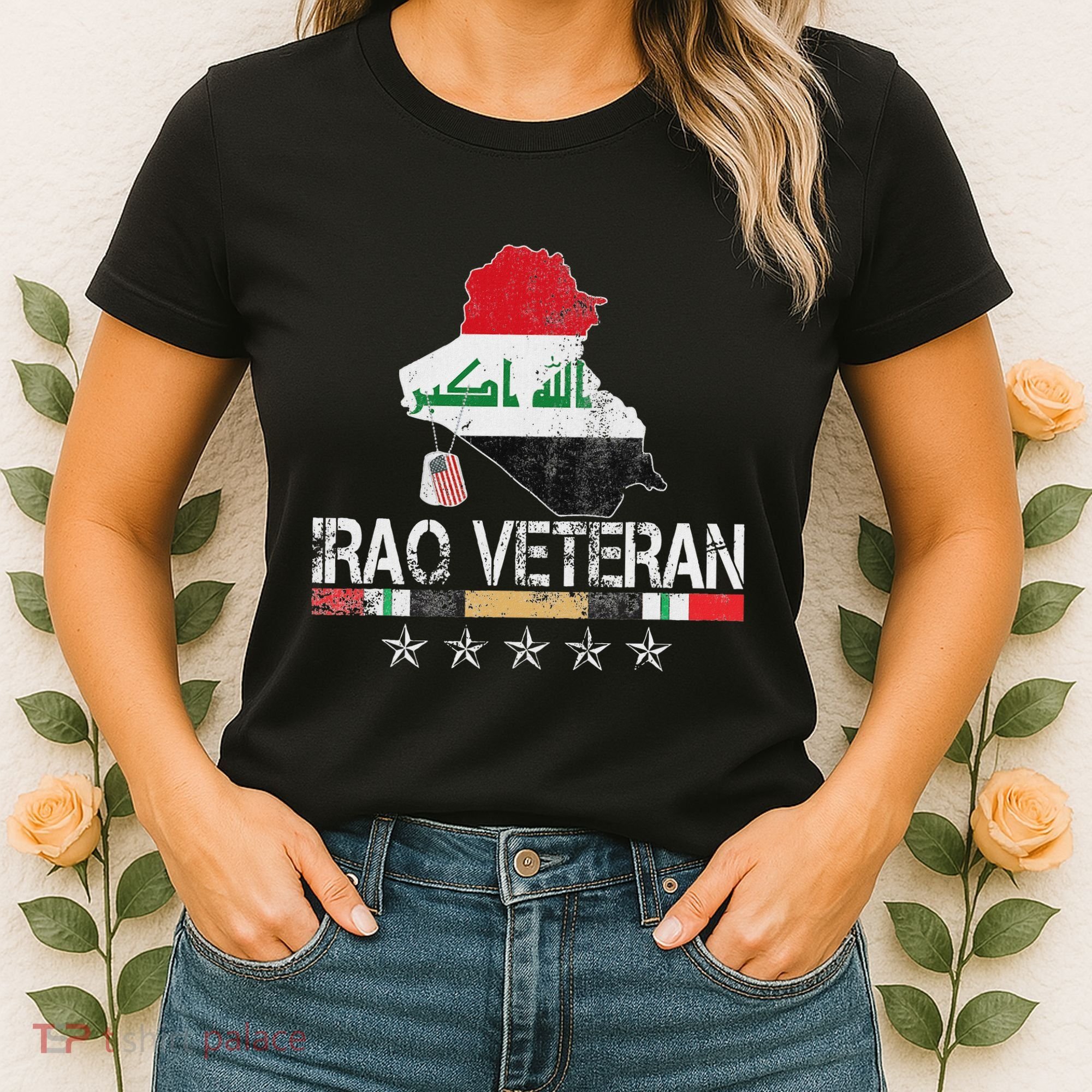 Iraq Veteran Iraq War Service Distressed Patriotic Women's T-Shirt