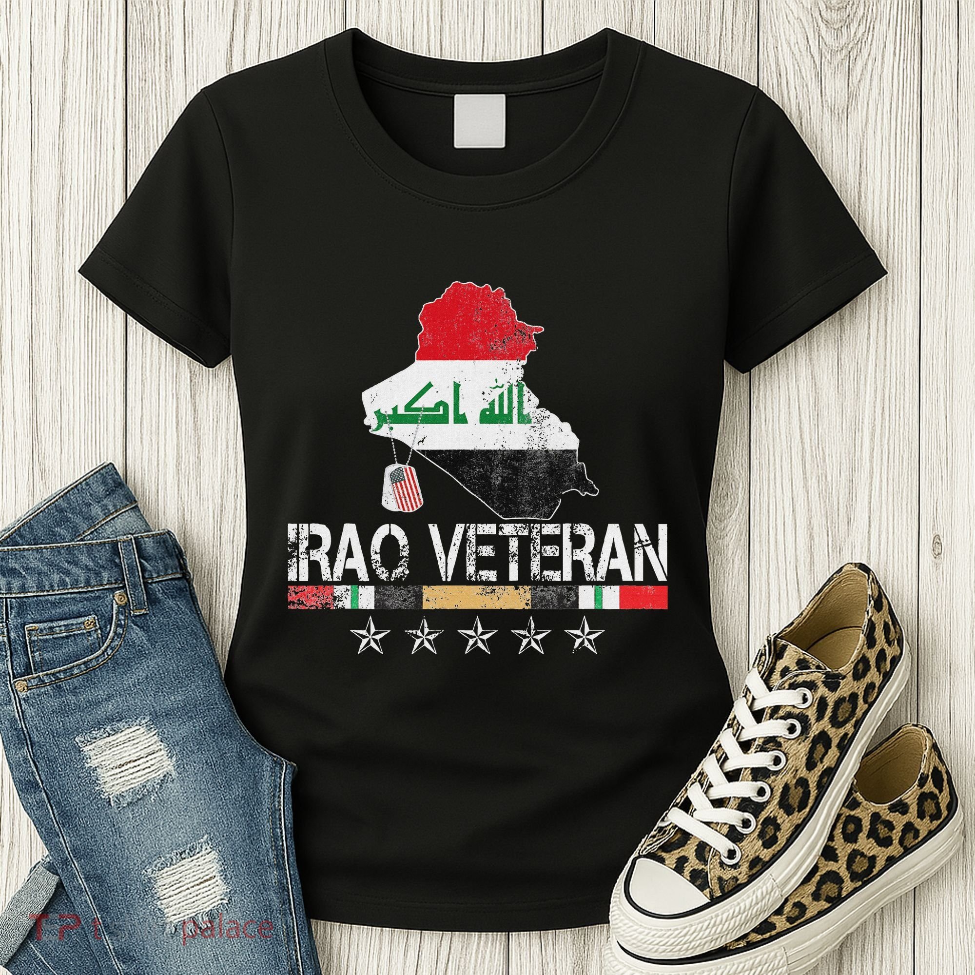 Iraq Veteran Iraq War Service Distressed Patriotic Women's T-Shirt