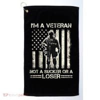 Im Veteran Not A Sucker Or A Loser Us Veteran Day Golf Towel thumb 0