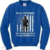 Im Veteran Not A Sucker Or A Loser Us Veteran Day Kids Sweatshirt thumb 0
