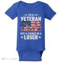 IM Veteran Not A Sucker Or A Loser Veteran Military Baby Bodysuit thumb 0