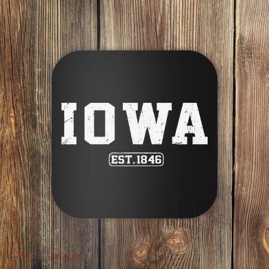 Iowa Vintage State Athletic Style Coaster