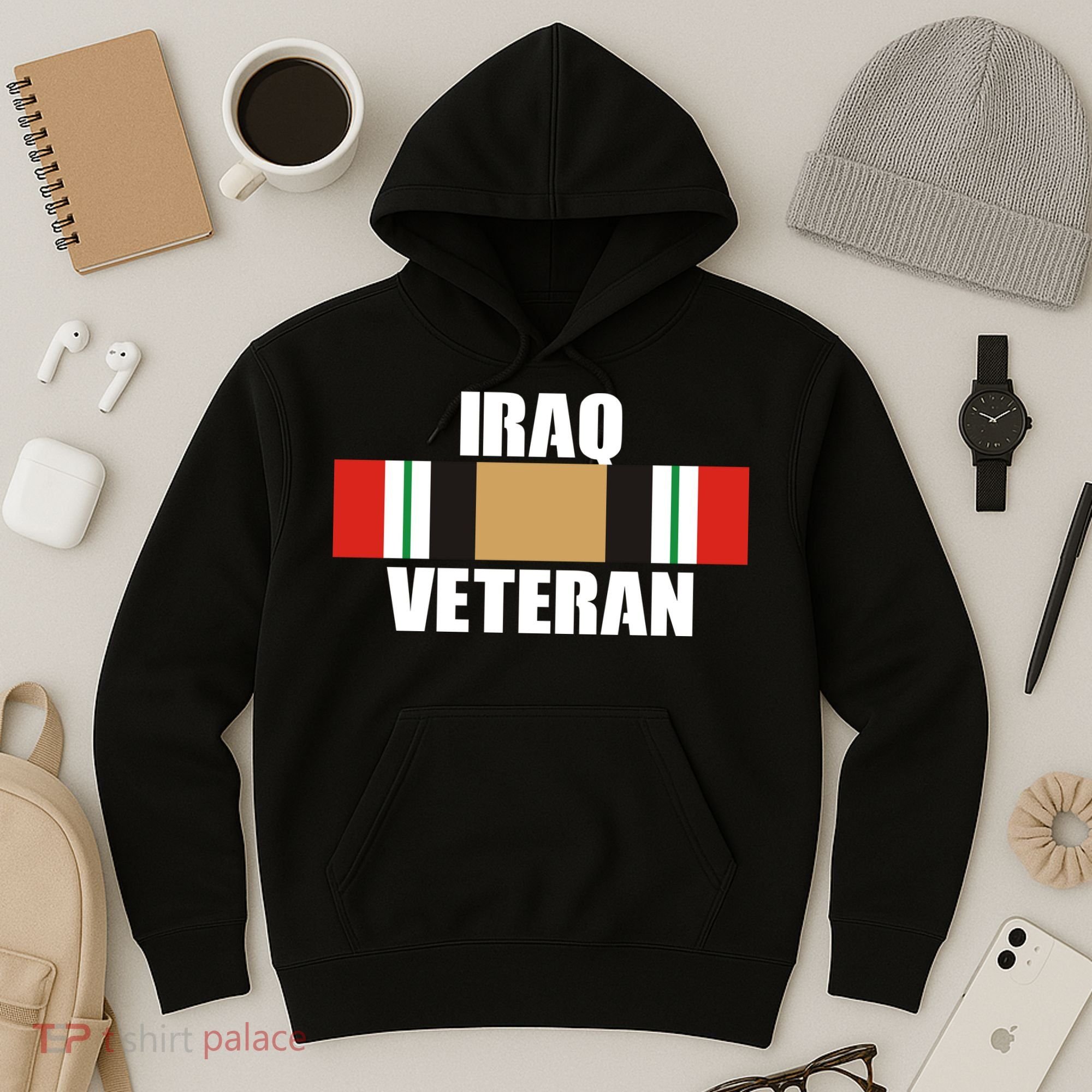 Iraq Veteran Stripe Badge Hoodie