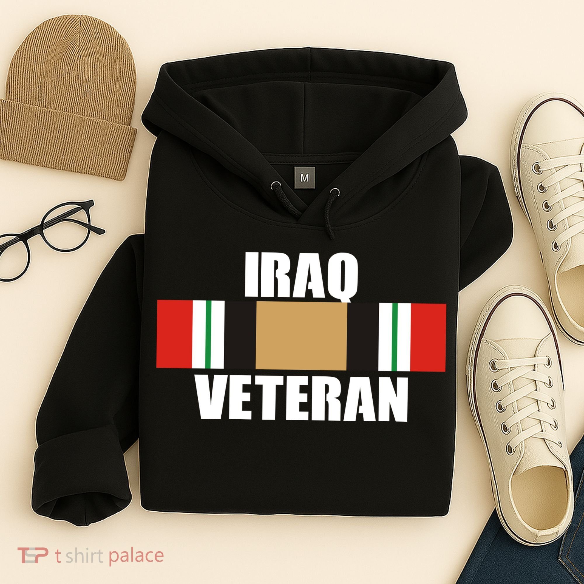 Iraq Veteran Stripe Badge Hoodie