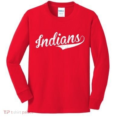 Indians Vintage Team Logo Kids Long Sleeve Shirt