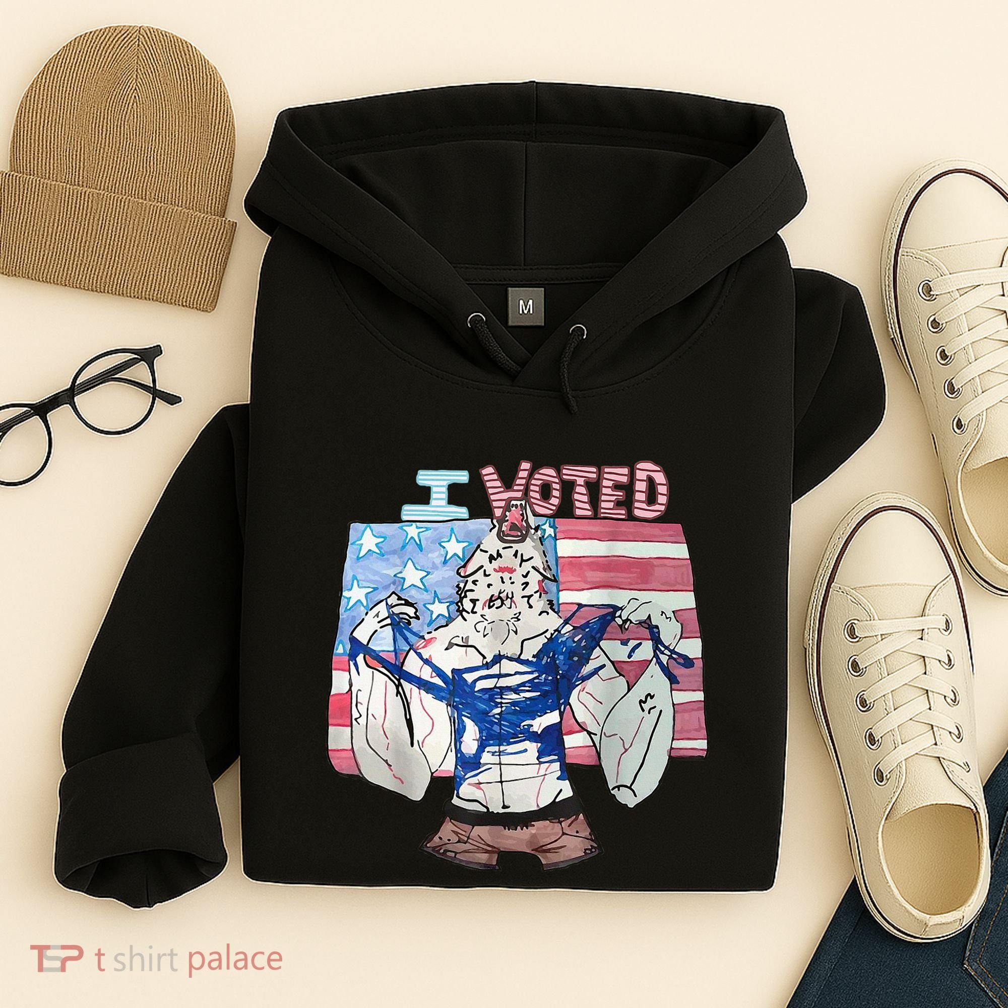 I Voted Werewolf Funny Hoodie