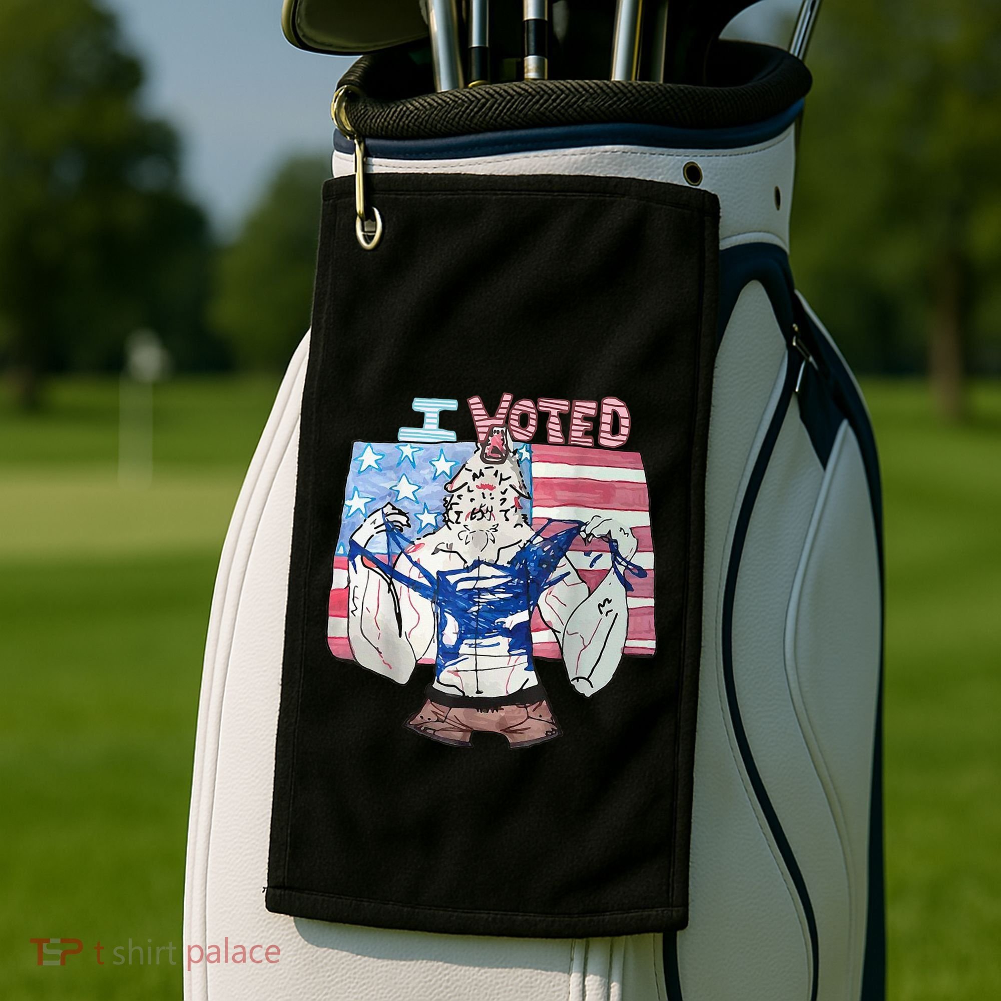 I Voted Werewolf Funny Golf Towel