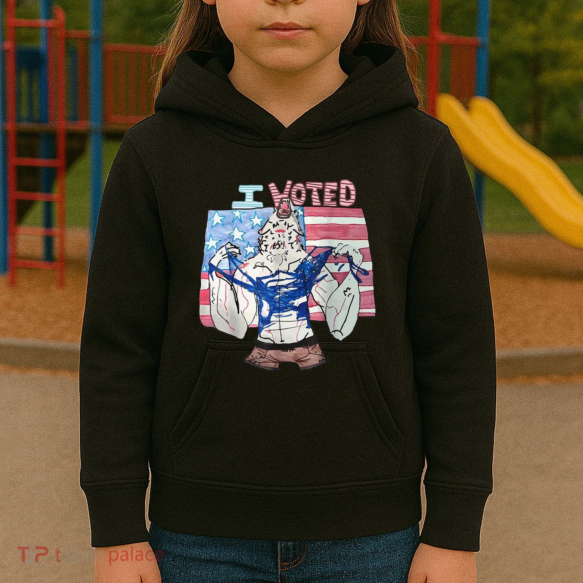 I Voted Werewolf Funny Kids Hoodie