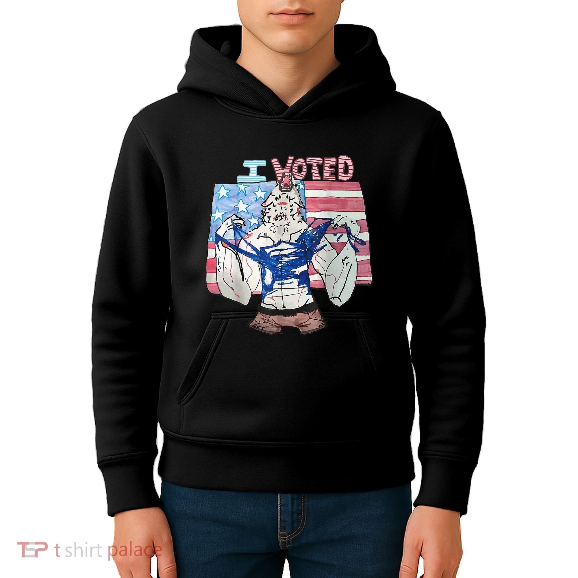I Voted Werewolf Funny Kids Hoodie