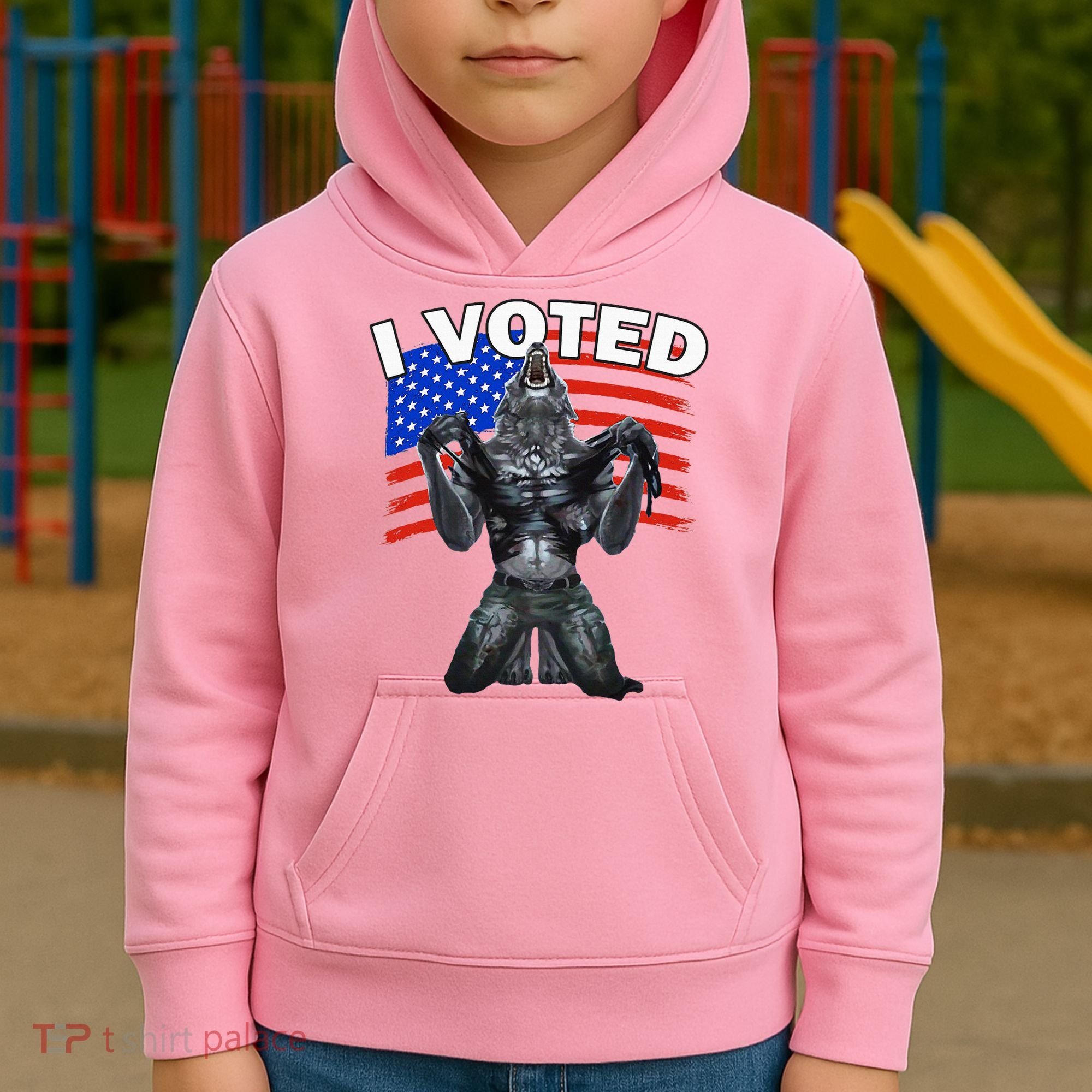 I Voted Werewolf Kids Hoodie