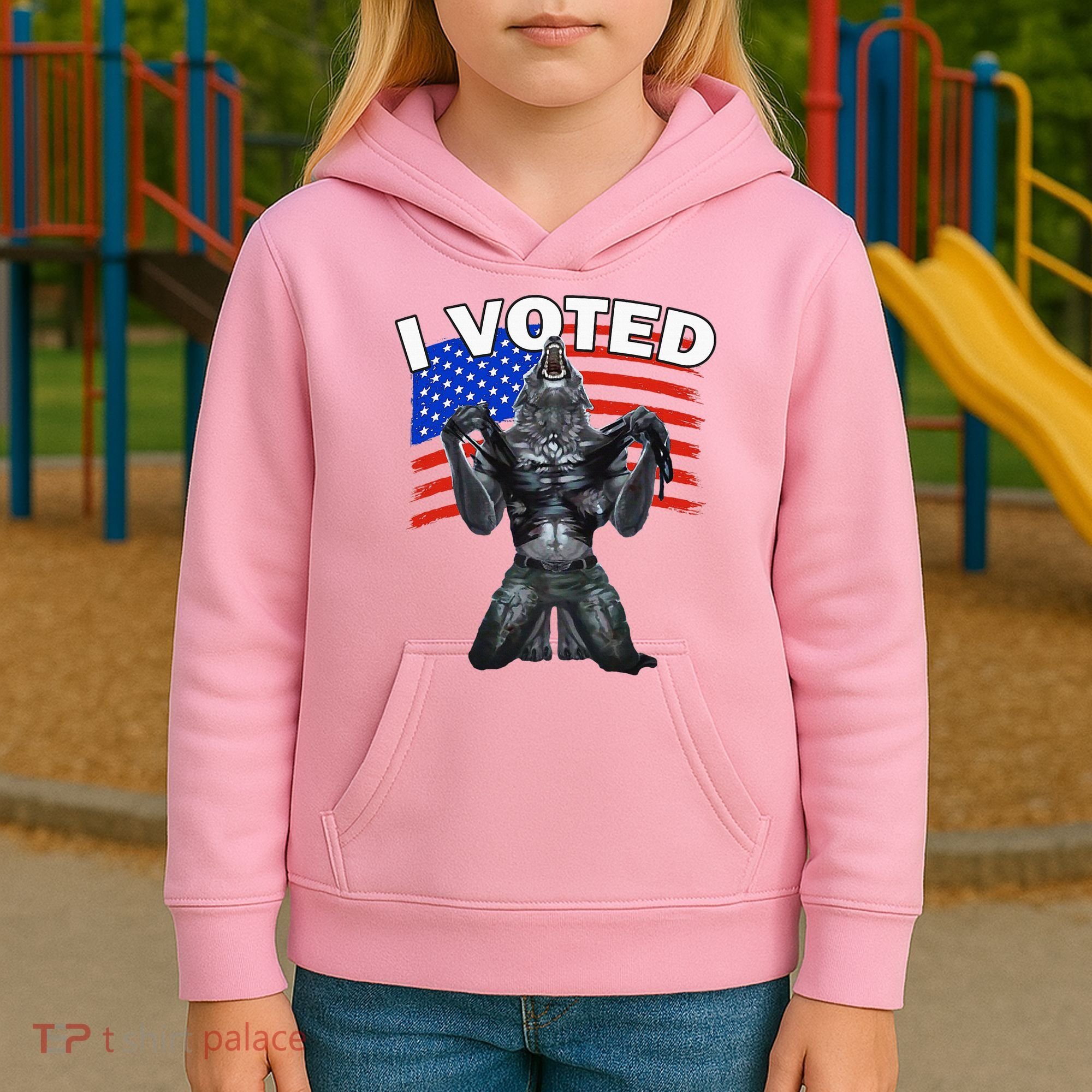 I Voted Werewolf Kids Hoodie