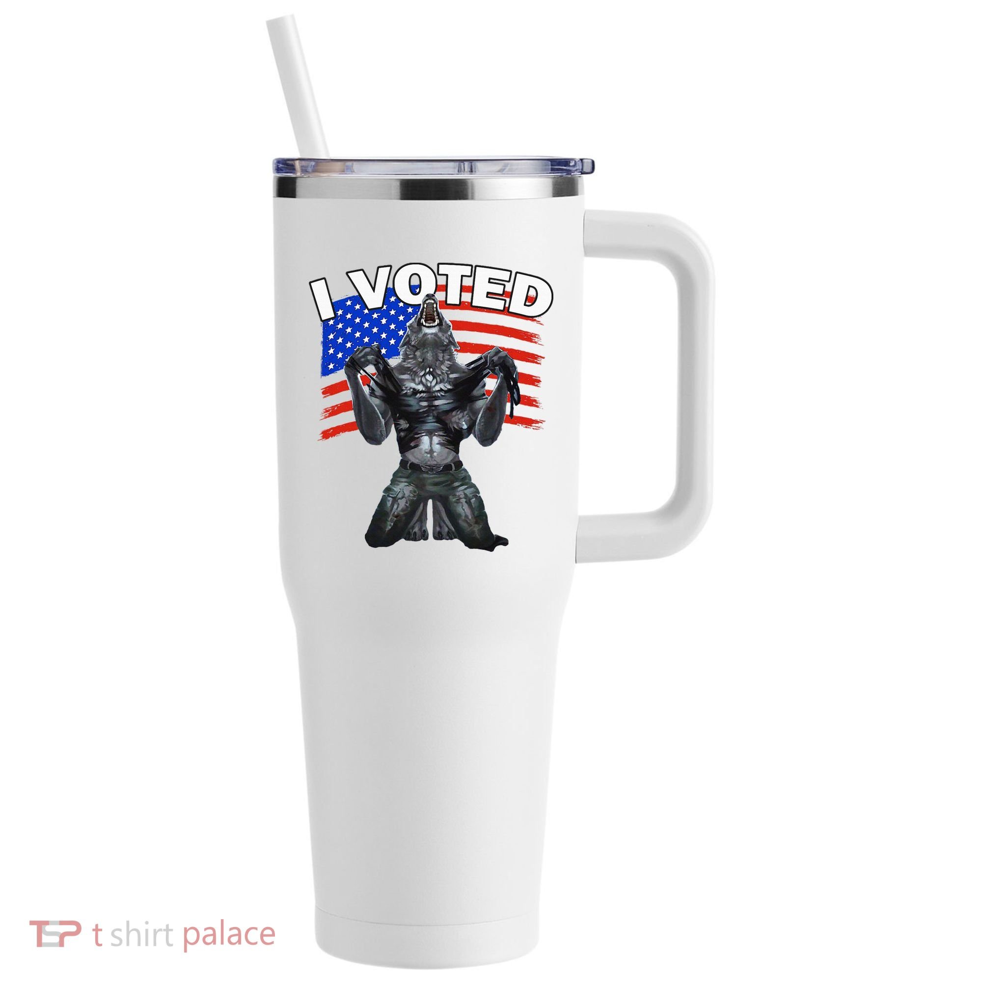 I Voted Werewolf 40oz Vacuum Insulated Stainless Steel Travel Tumbler