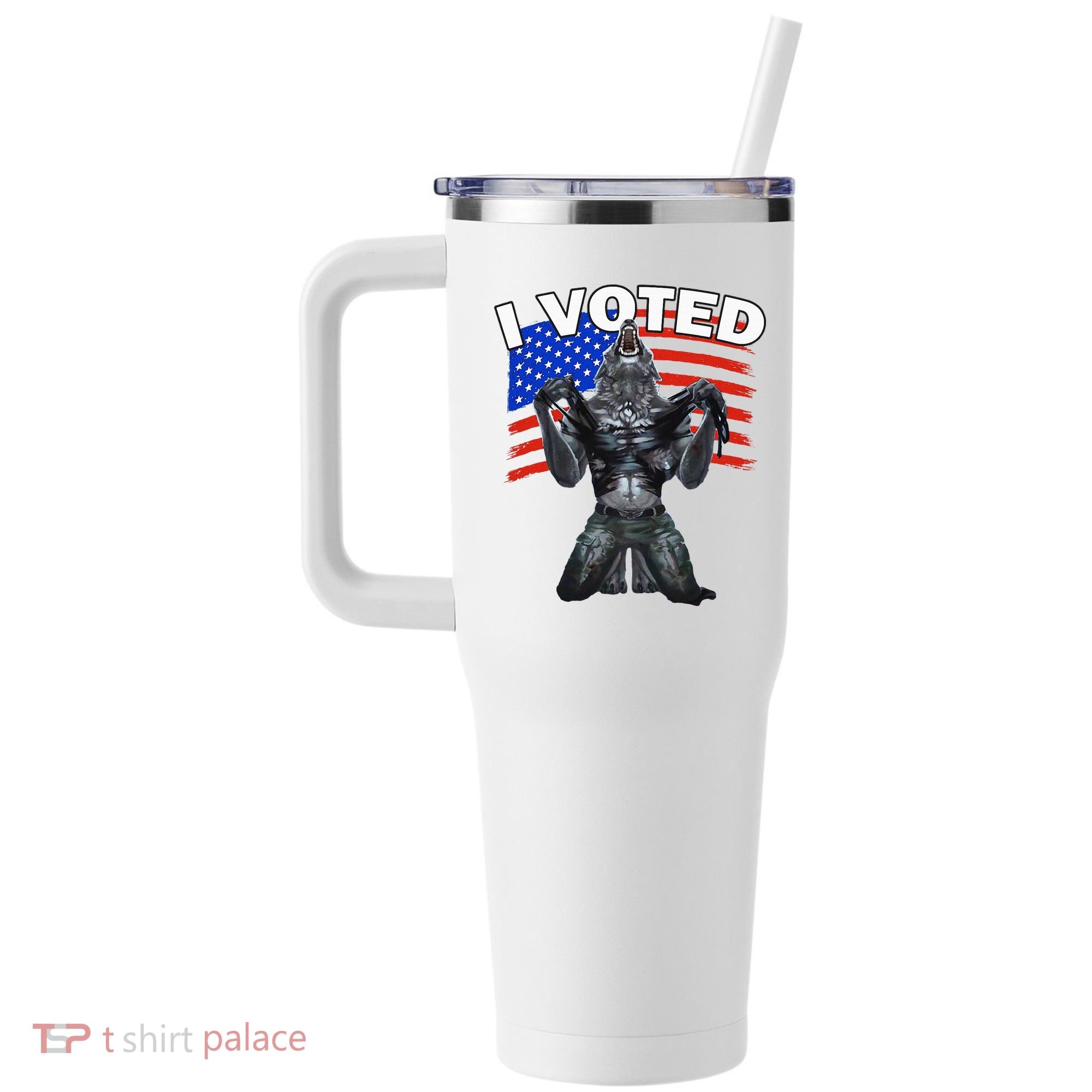 I Voted Werewolf 40oz Vacuum Insulated Stainless Steel Travel Tumbler