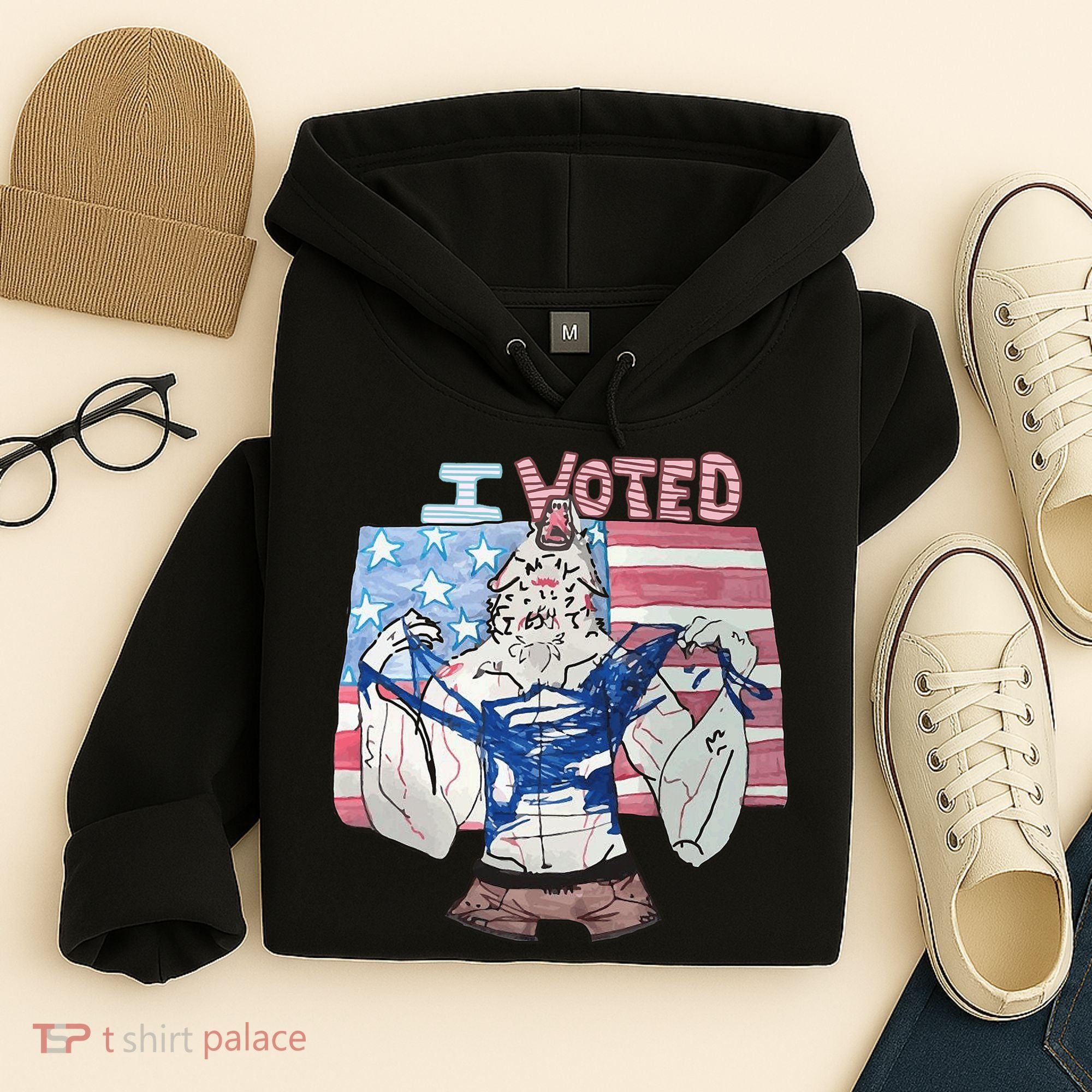 I Voted Werewolf Funny Hoodie