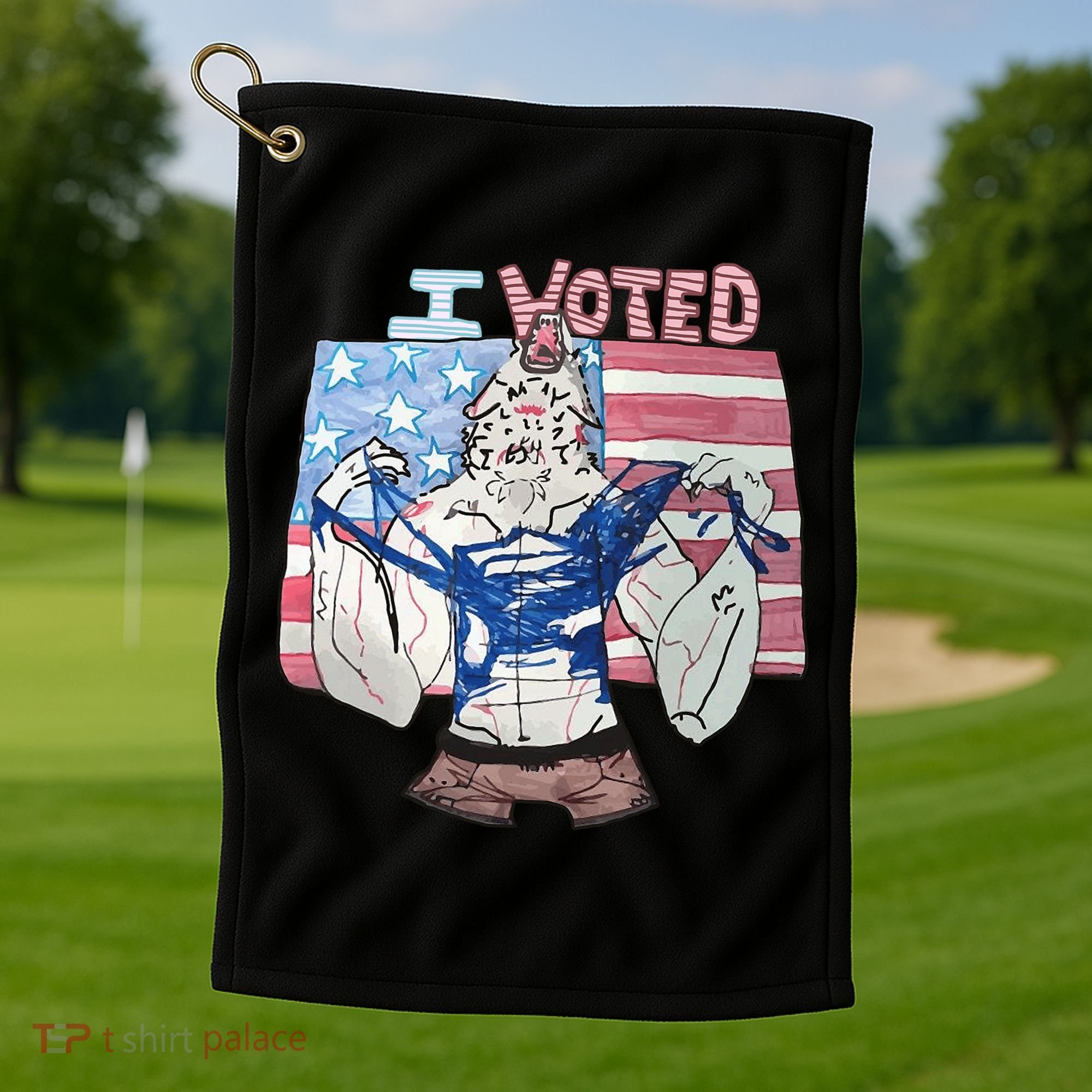 I Voted Werewolf Funny Golf Towel