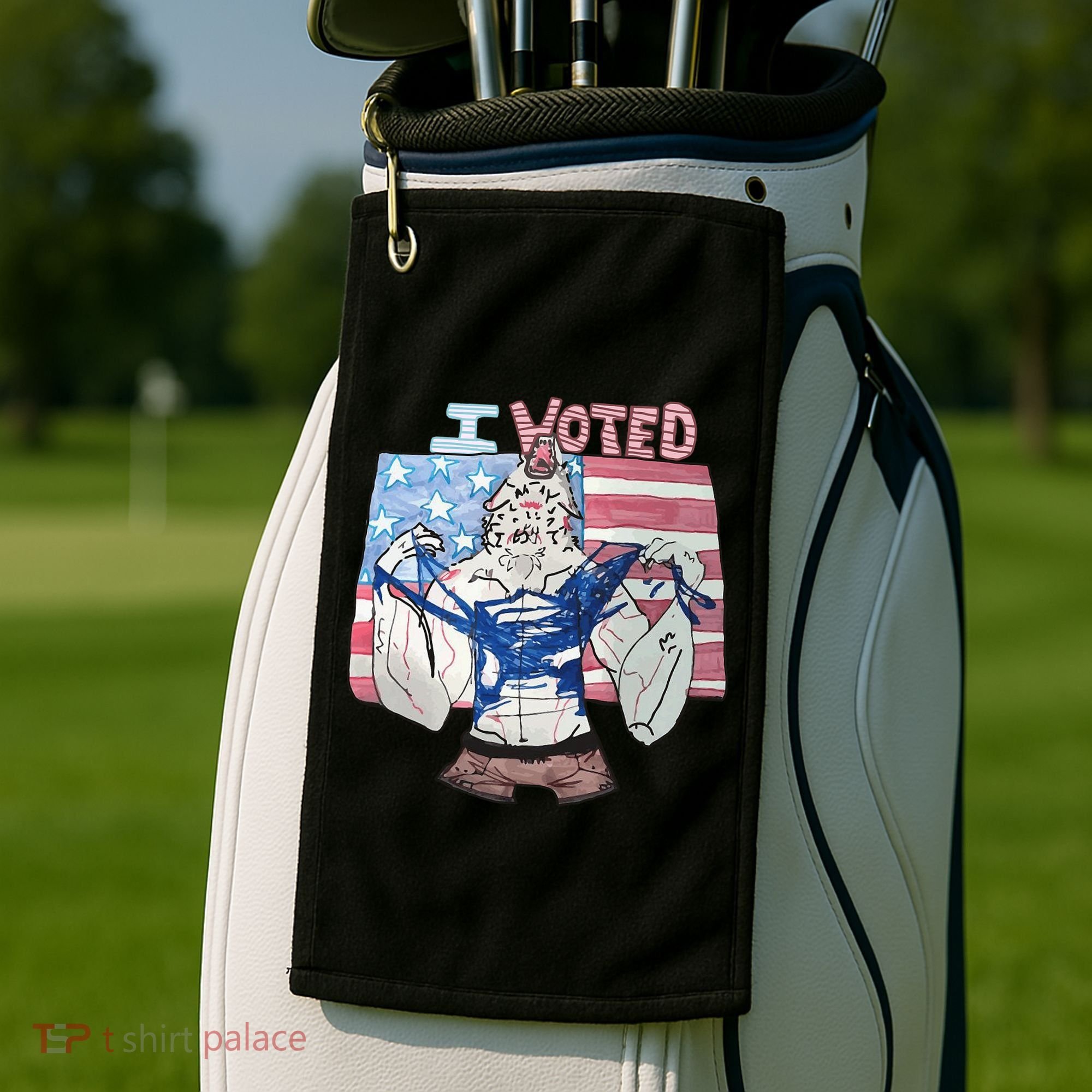 I Voted Werewolf Funny Golf Towel