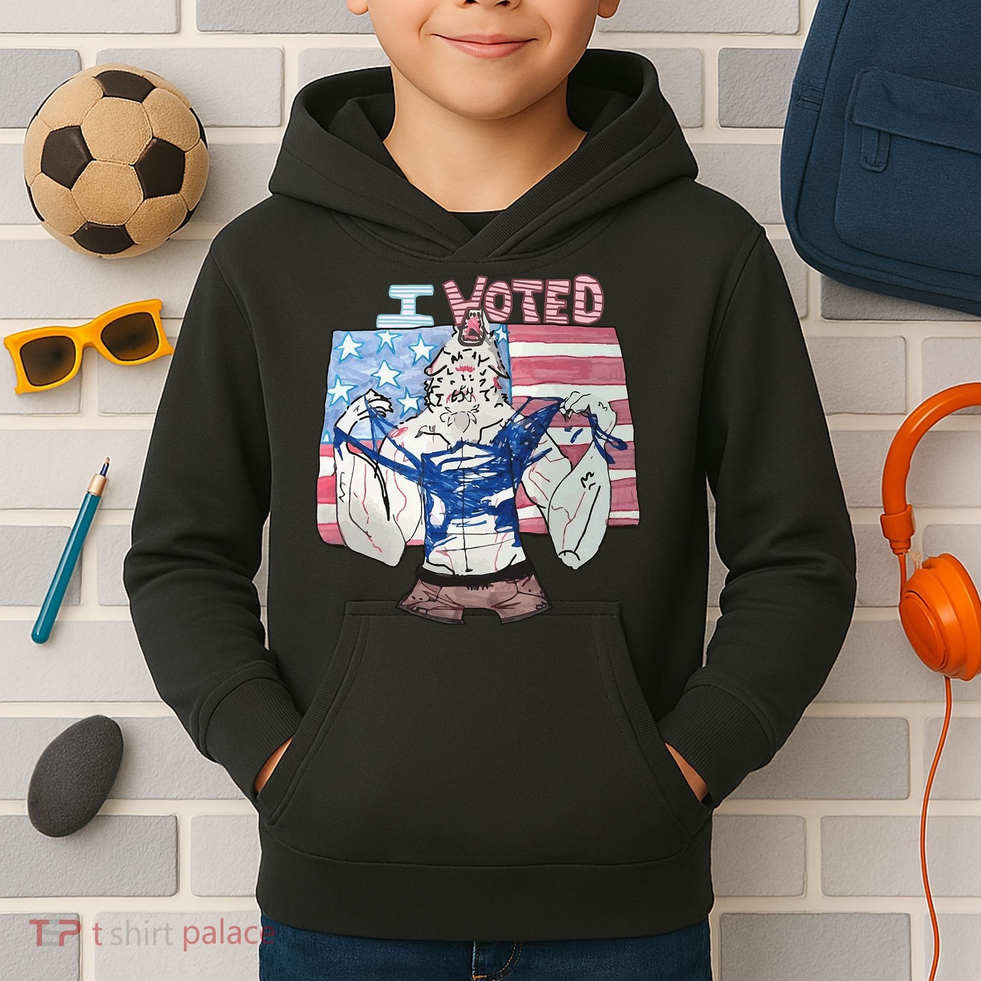 I Voted Werewolf Funny Kids Hoodie