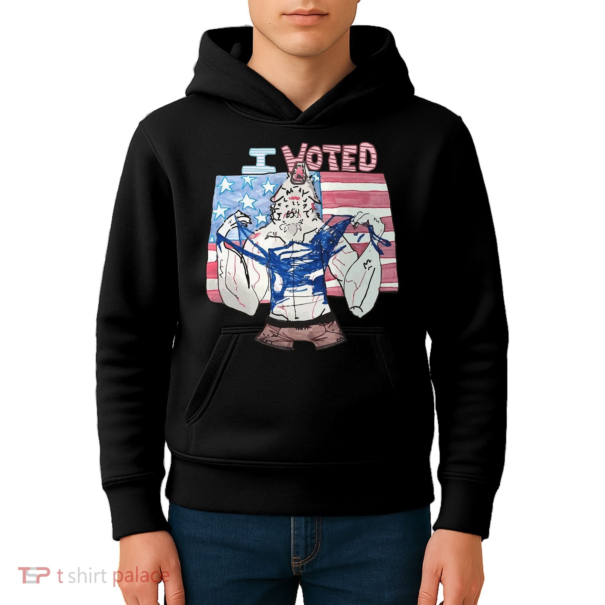 I Voted Werewolf Funny Kids Hoodie